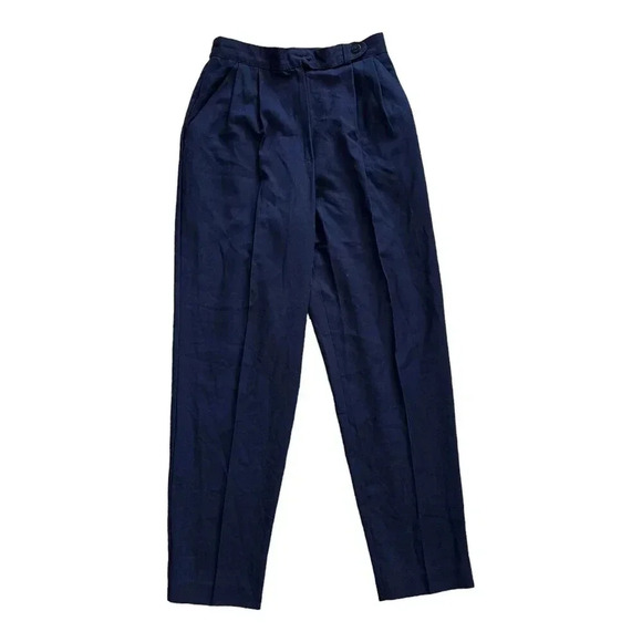Norton McNaughton Navy Tapered Rayon Blend Trousers 8 - Picture 1 of 4